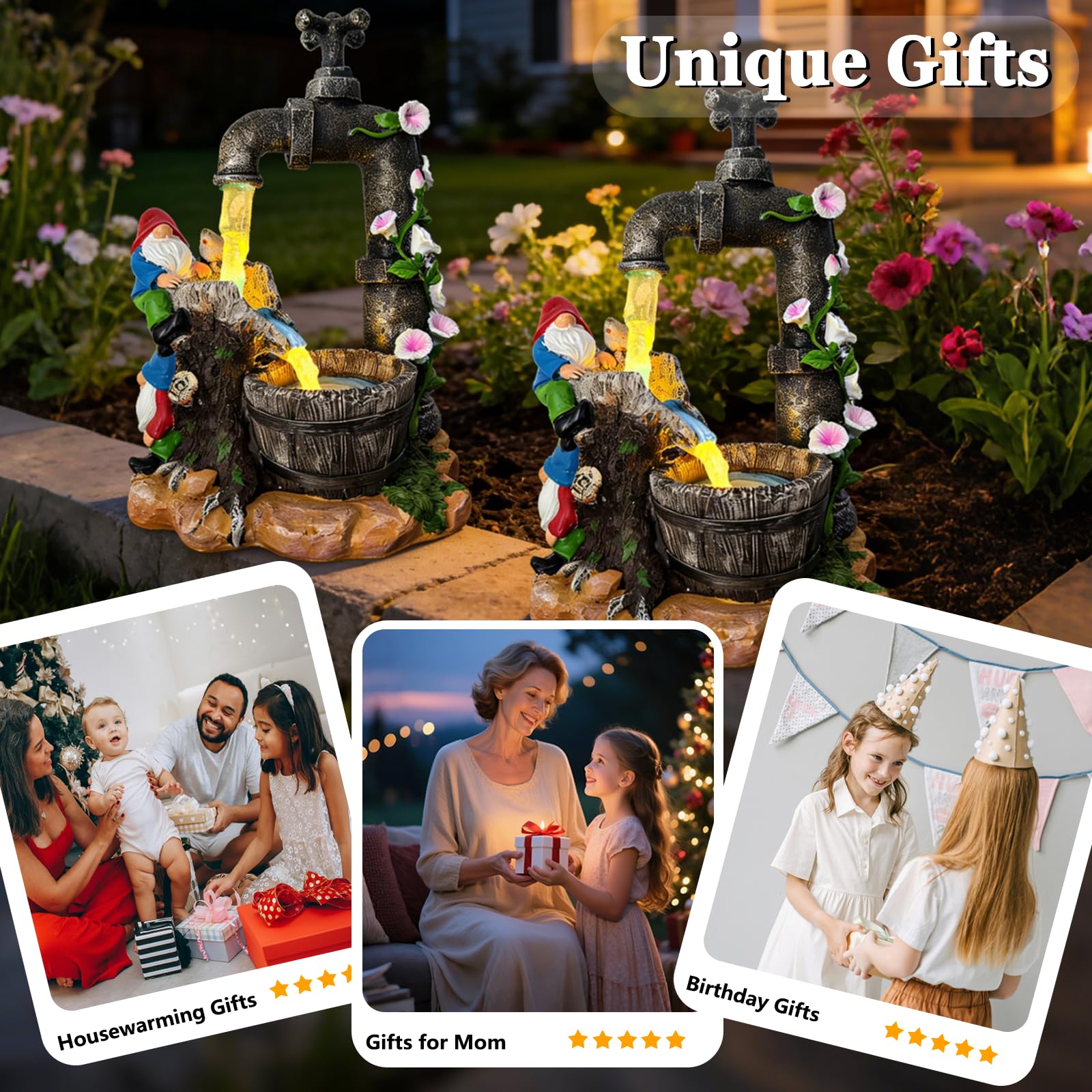 QCF Solar Garden Gnomes fit fairy gardens with magical glow
