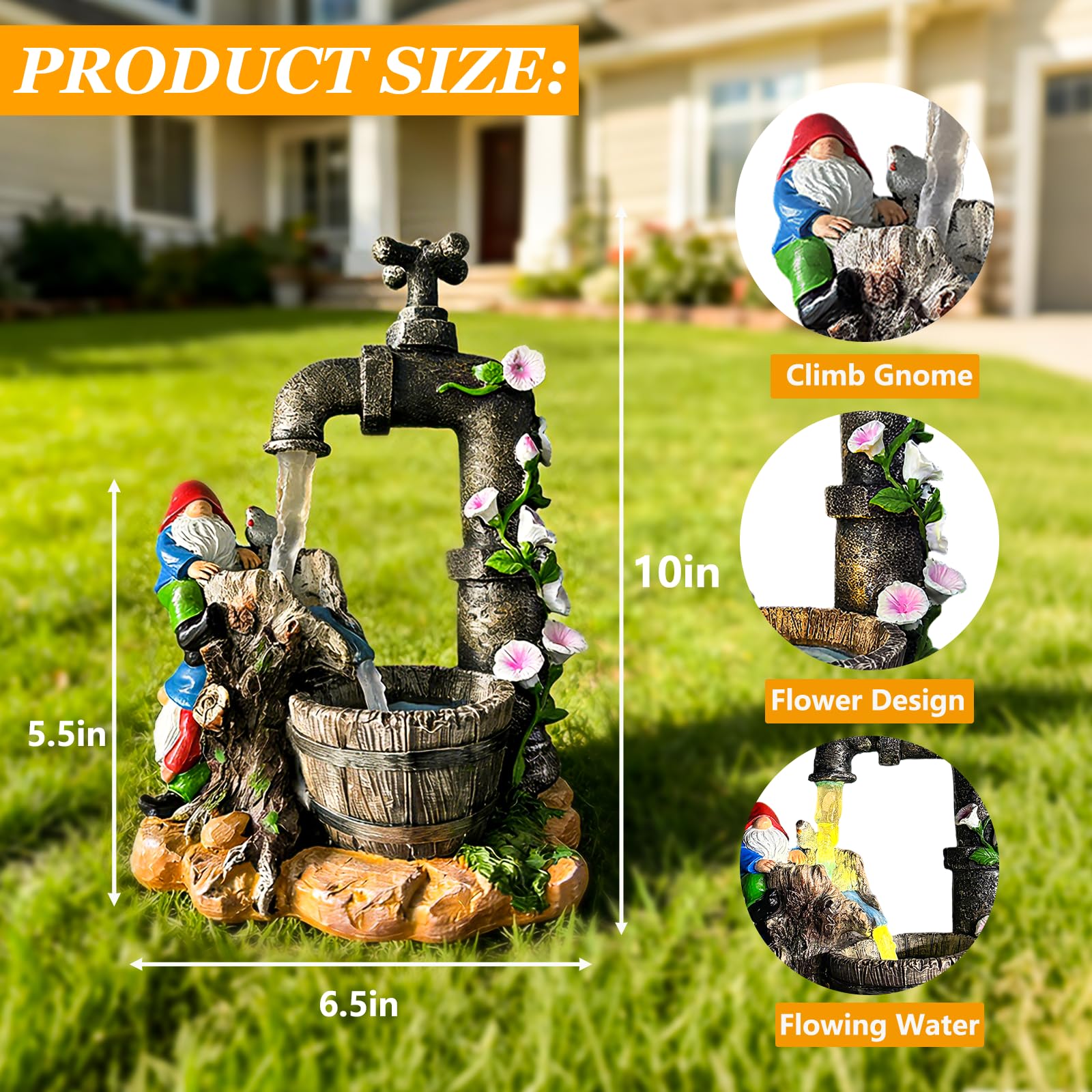 QCF resin gnomes weatherproof for year-round outdoor use