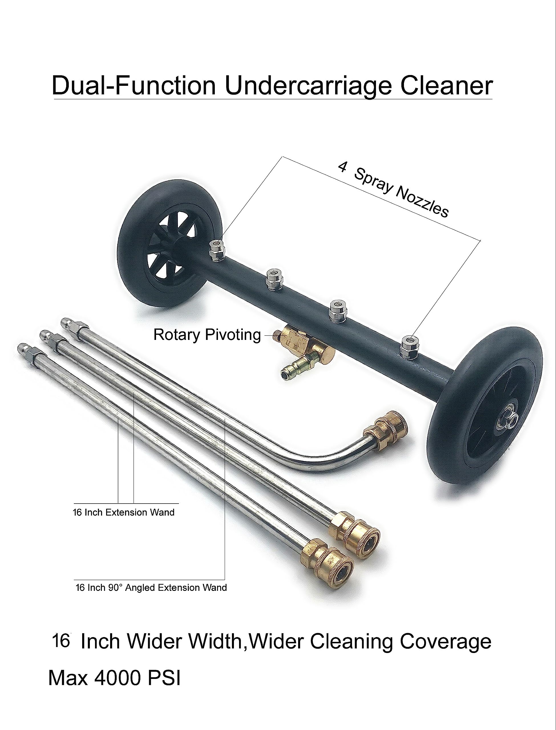 QCHENYI pivot wand 14in highlights easy undercarriage access.