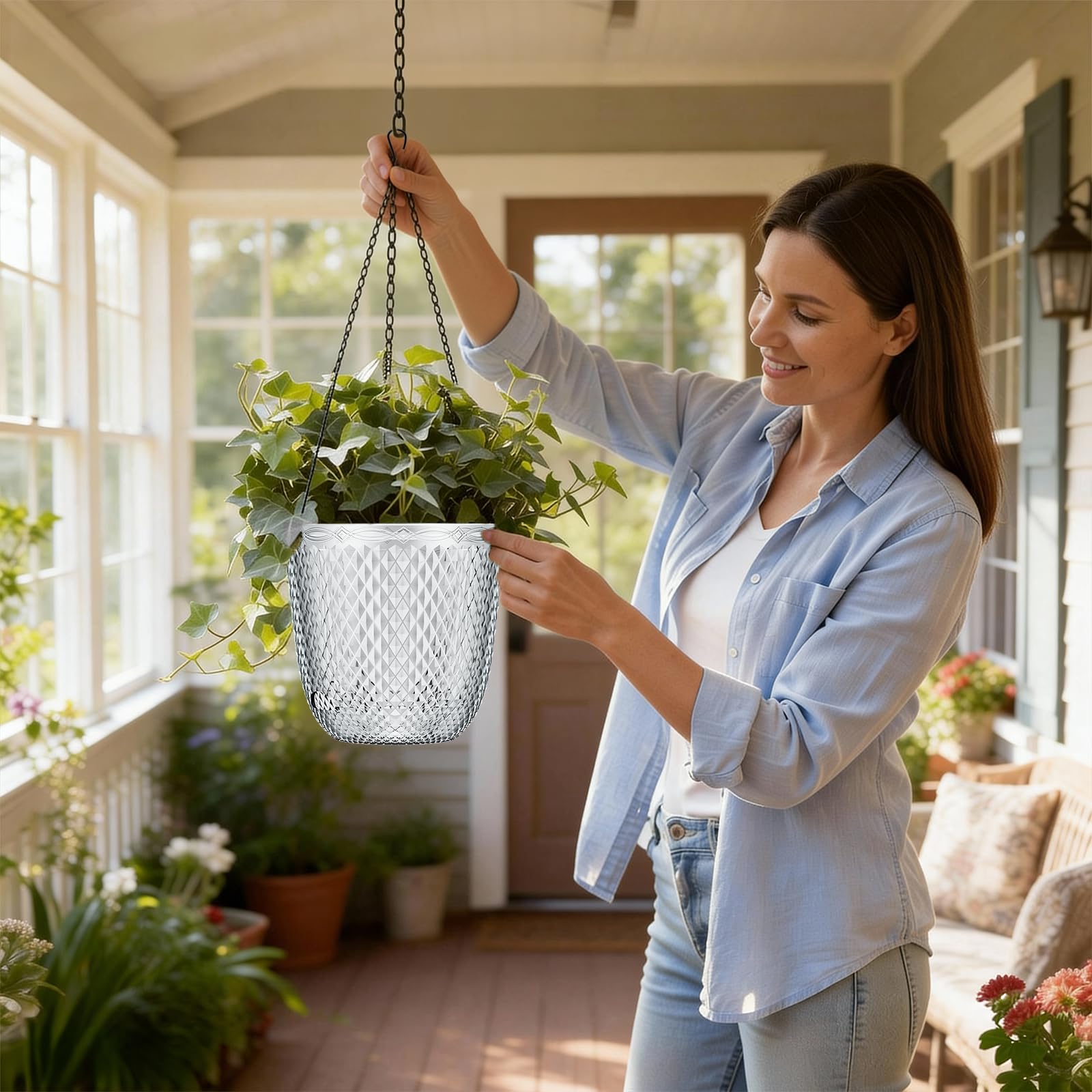 QCQHDU 7.2-inch hanging planters fit versatile indoor and outdoor spaces