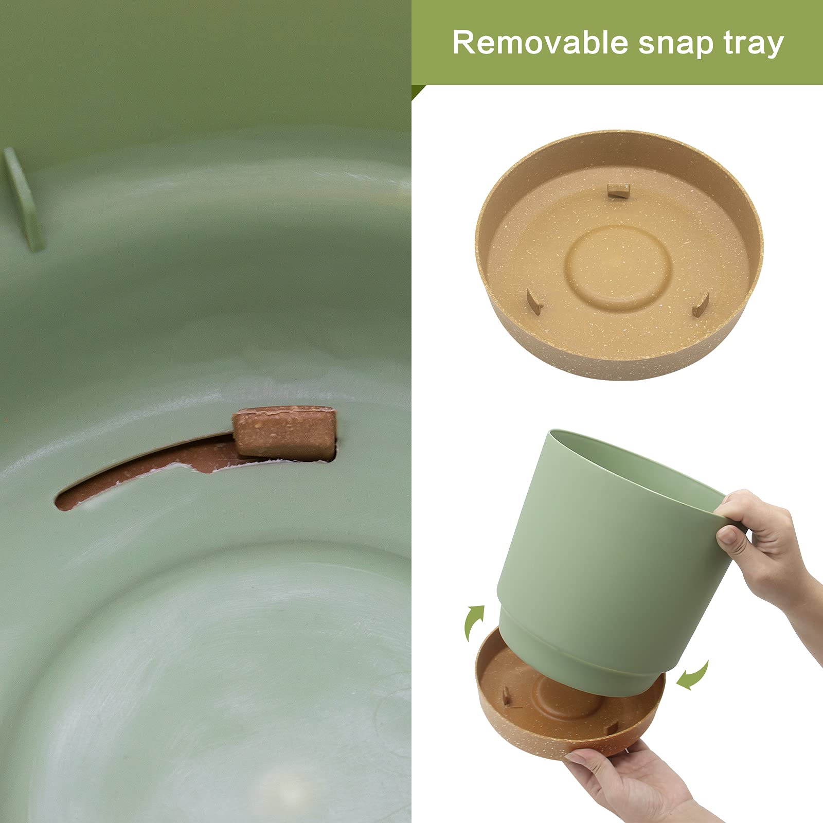 QCQHDU 8-inch plant pot drainage-hole closeup highlights moisture control.
