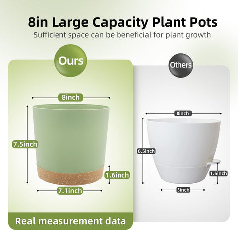 QCQHDU 8-inch plant pot side view shows sturdy construction for reliable planting.