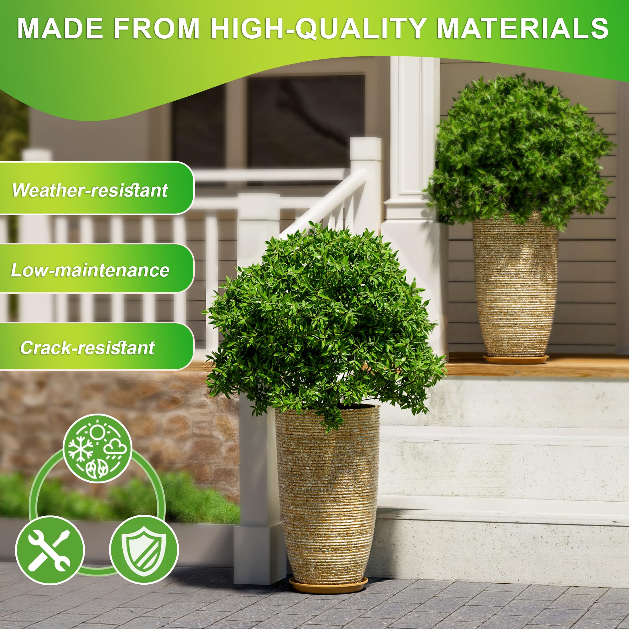 QCQHDU 9-gallon planter with included tray to help manage moisture.