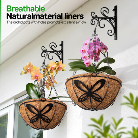QCQHDU orchid basket with removable coco liner for easy planting.