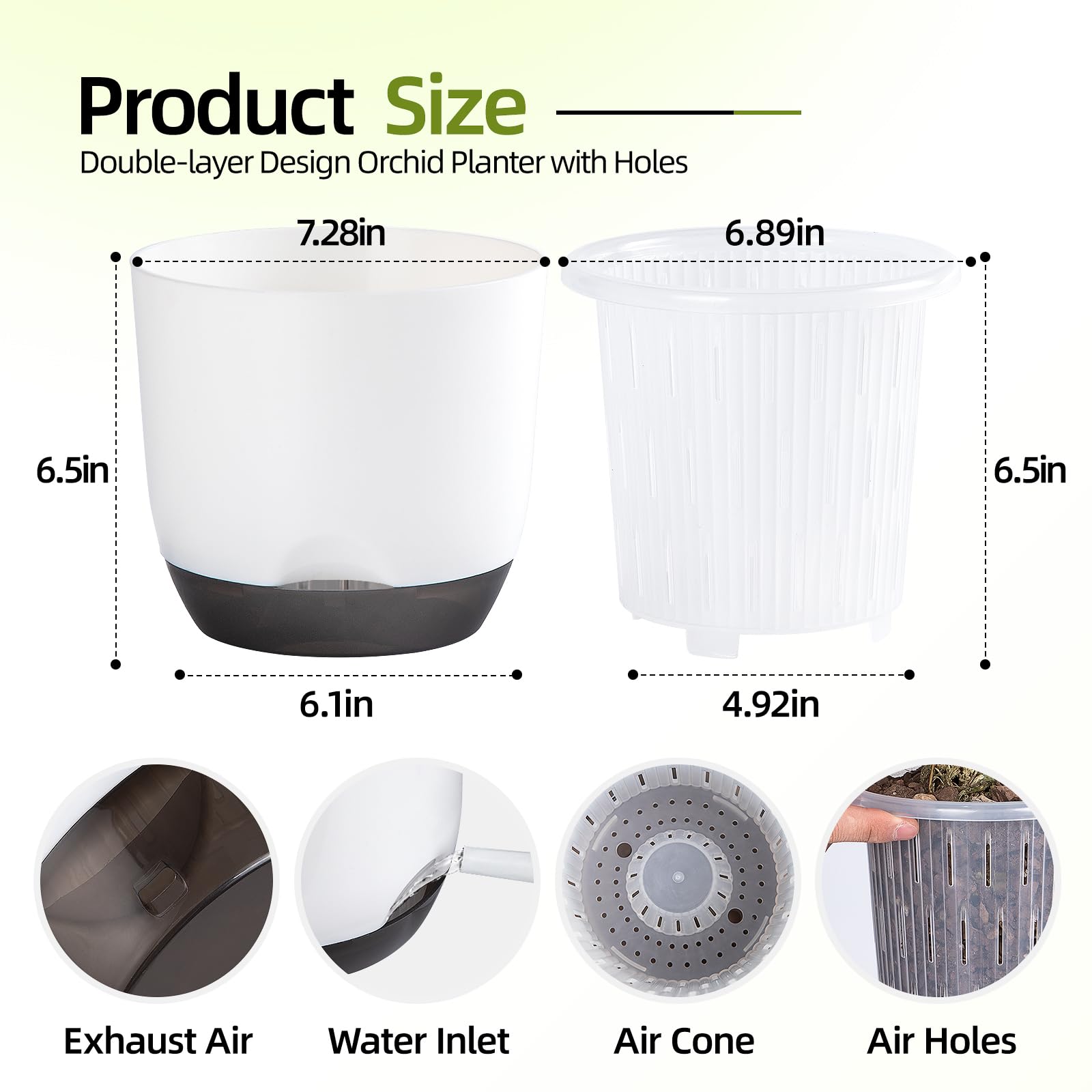 QCQHDU orchid pot inner pot with holes for 360° root airflow.