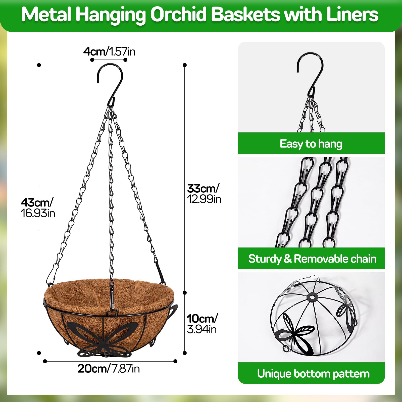 QCQHDU outdoor hanging orchid pot for patio and garden.
