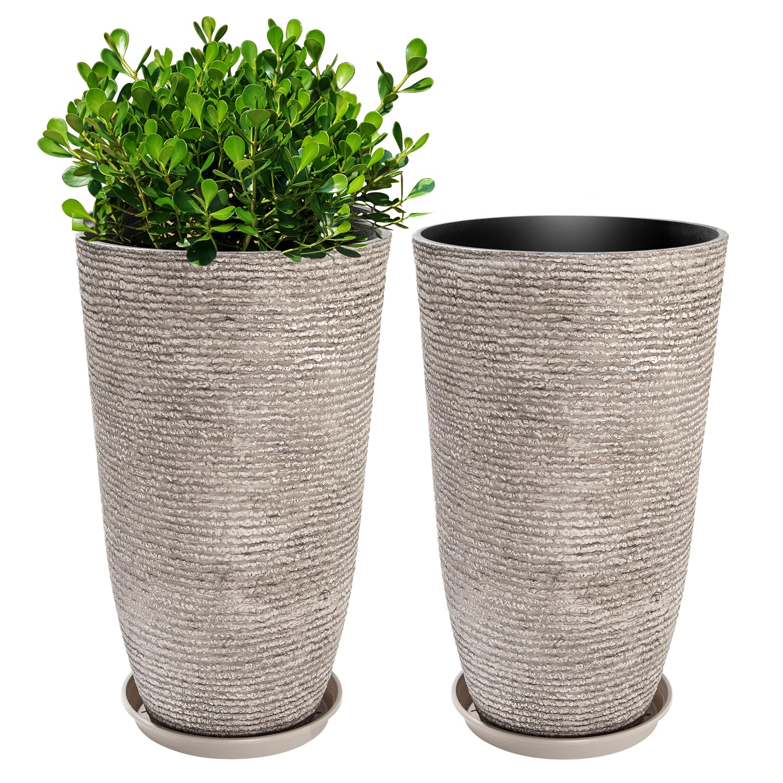 QCQHDU oversized round planter on a front porch with curb appeal