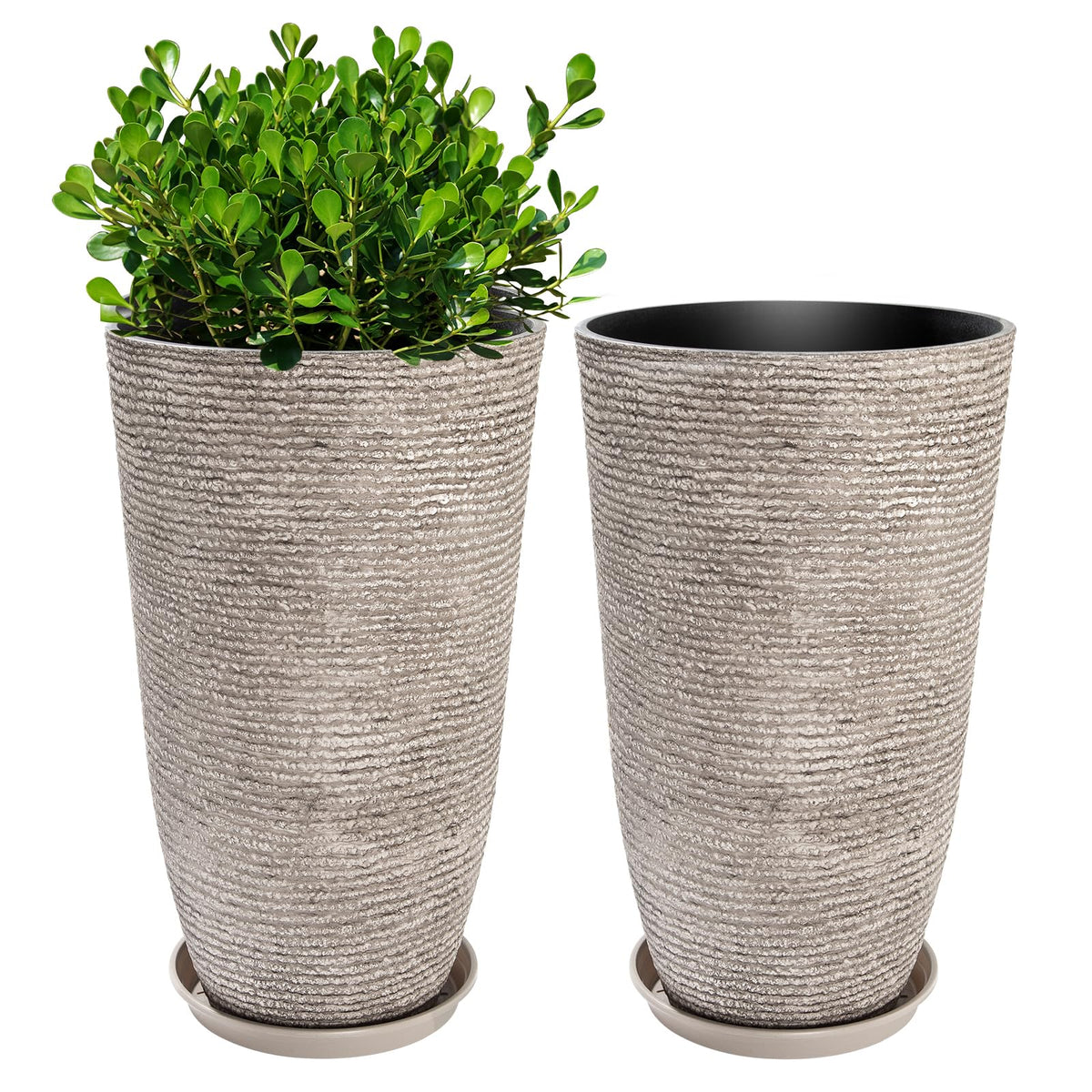 QCQHDU oversized round planter on a front porch with curb appeal