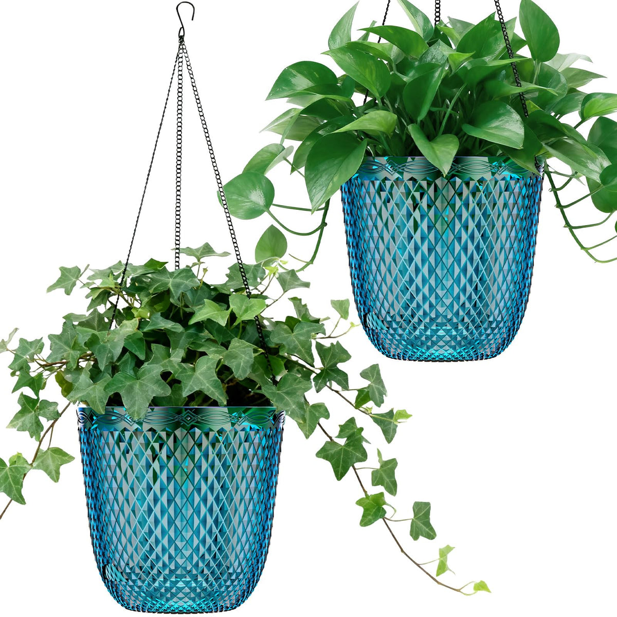 QCQHDU self-watering hanging pot 2-pack for easy indoor plant care.