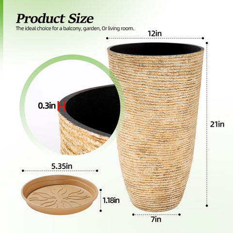 QCQHDU two-pack beige planters suitable for porch or patio setups.