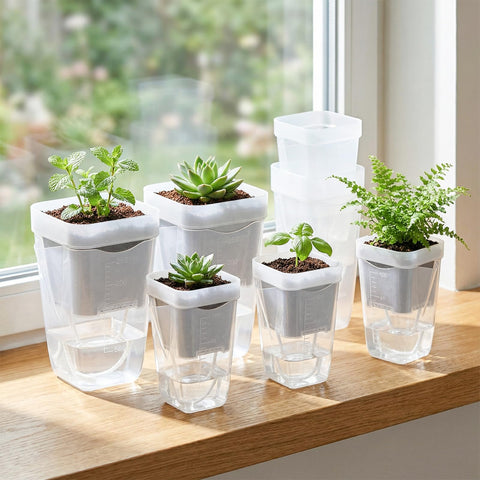 QCQHDU compact plant care outer pot that doubles as a mini watering can.