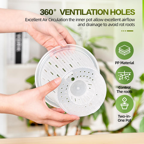 QCQHDU Sxueg self-watering pot inner-pot ventilation promotes healthier root development.