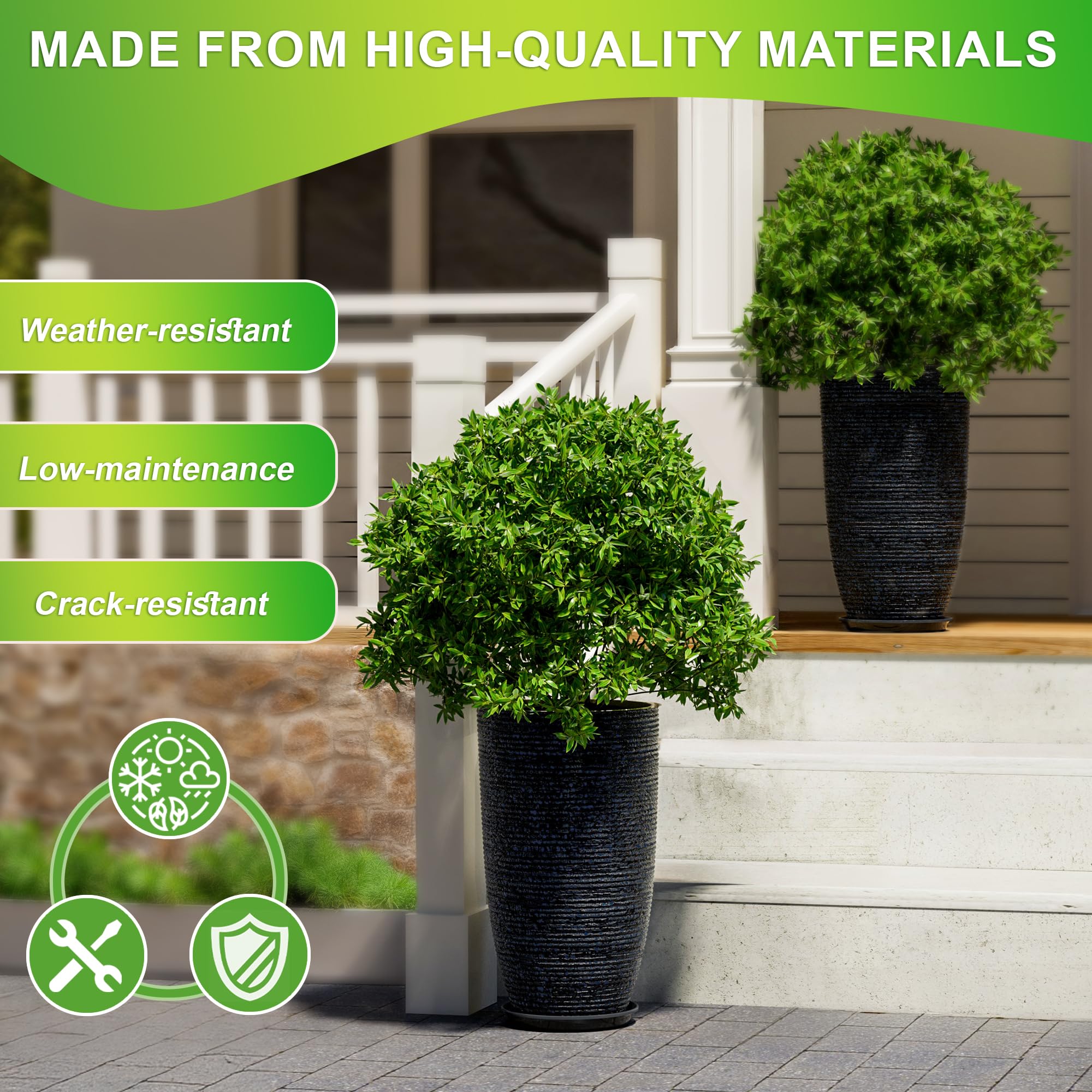 QCQHDU tall blue planter measures 21 inches for a bold indoor display