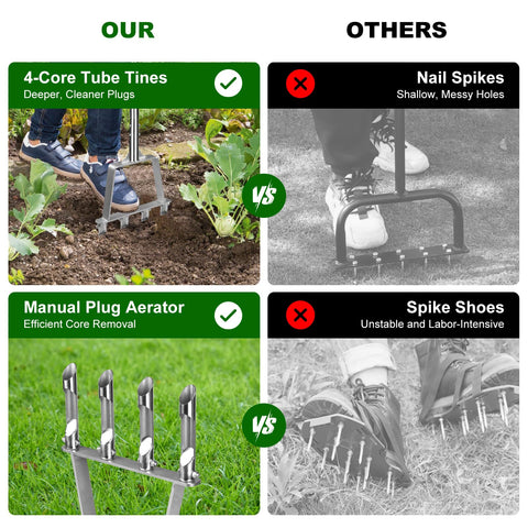 Qdreclod core aerator operates quietly with no gas or electricity