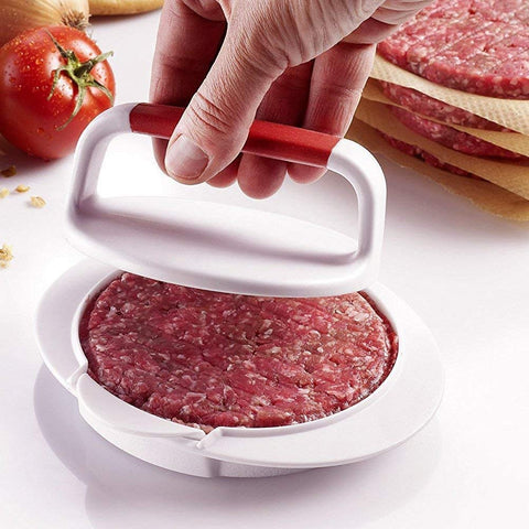 QELEG burger press side view with palm grip for comfortable pressing.