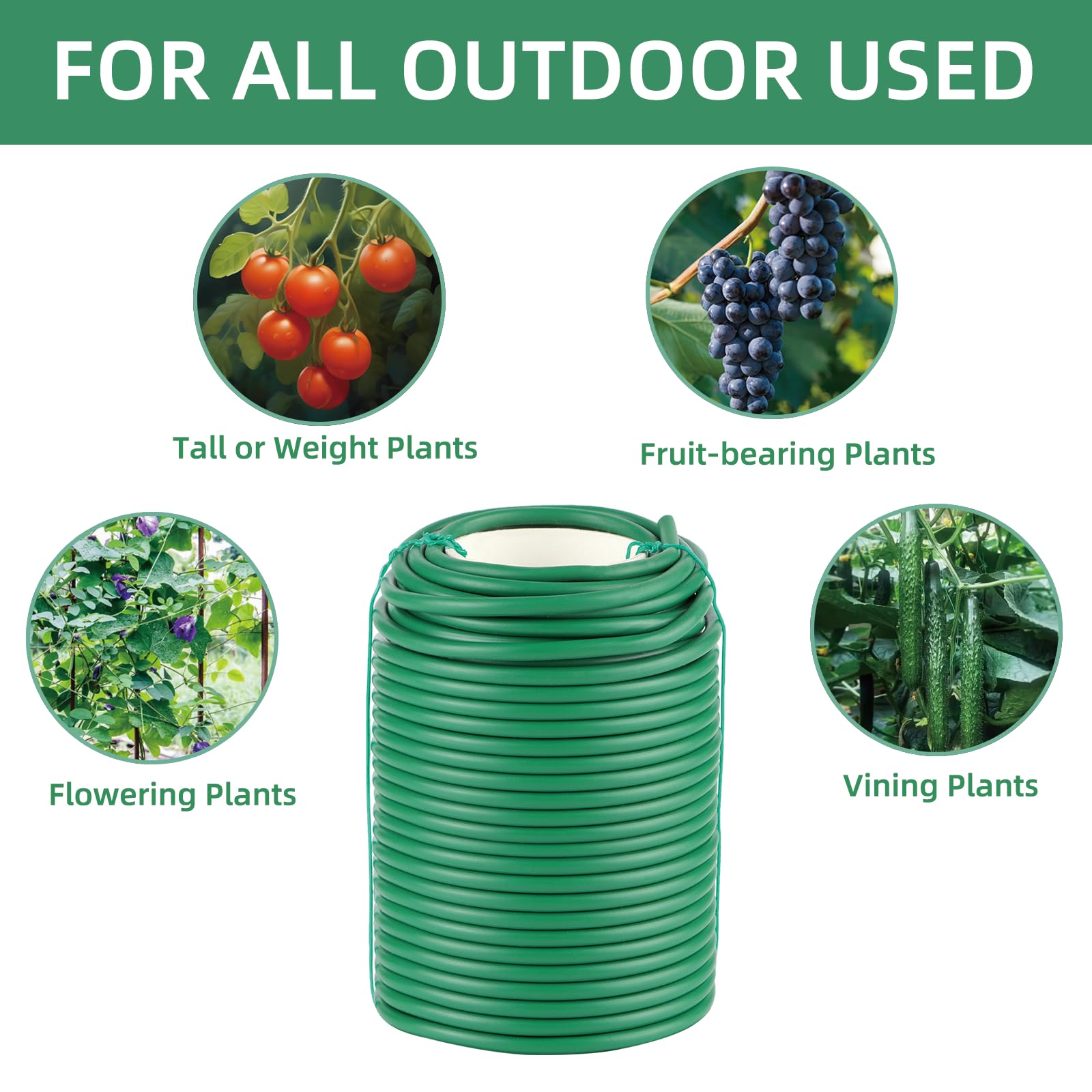 QenFree bean and cucumber support ties promote neat, even growth.