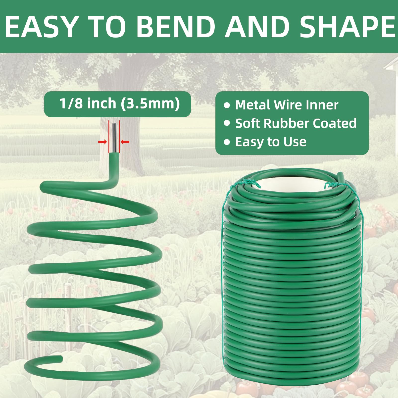 QenFree soft rubber-coated ties protect stems while guiding growth.