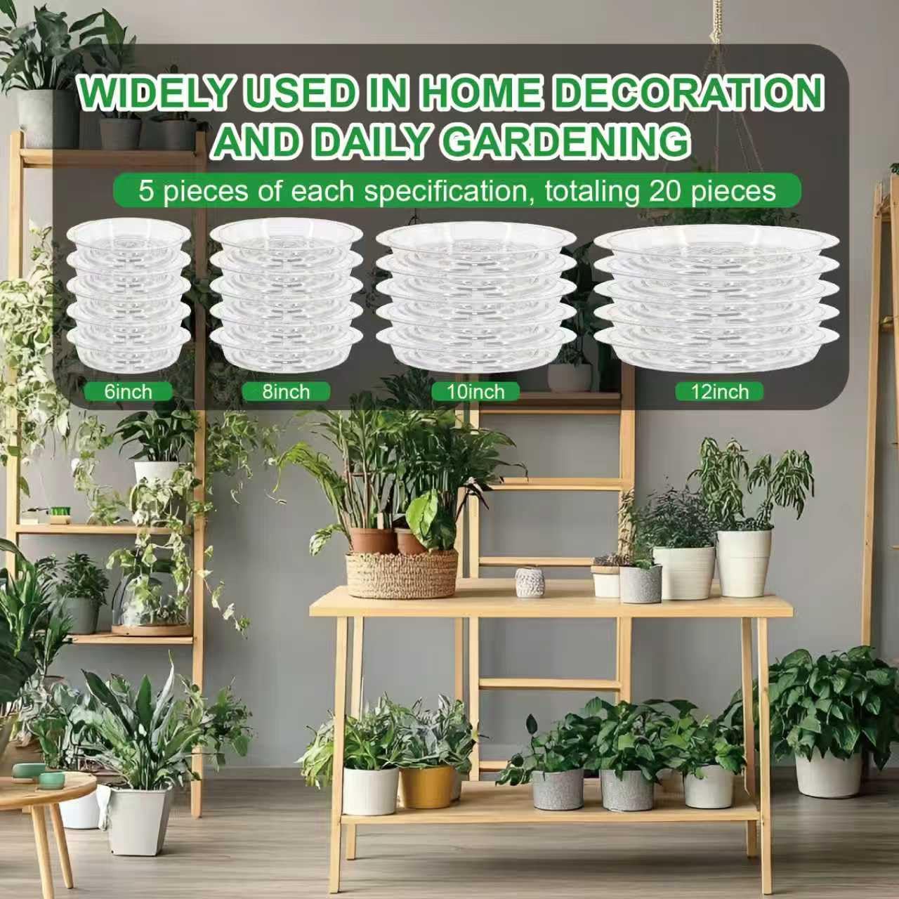 qeqanazo clear 12-inch plant saucer large catch tray for bigger pots