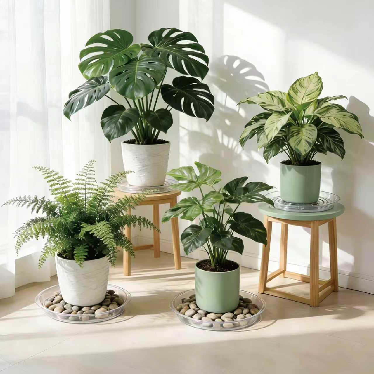 qeqanazo multi-purpose plant tray for watering sessions and decor protection