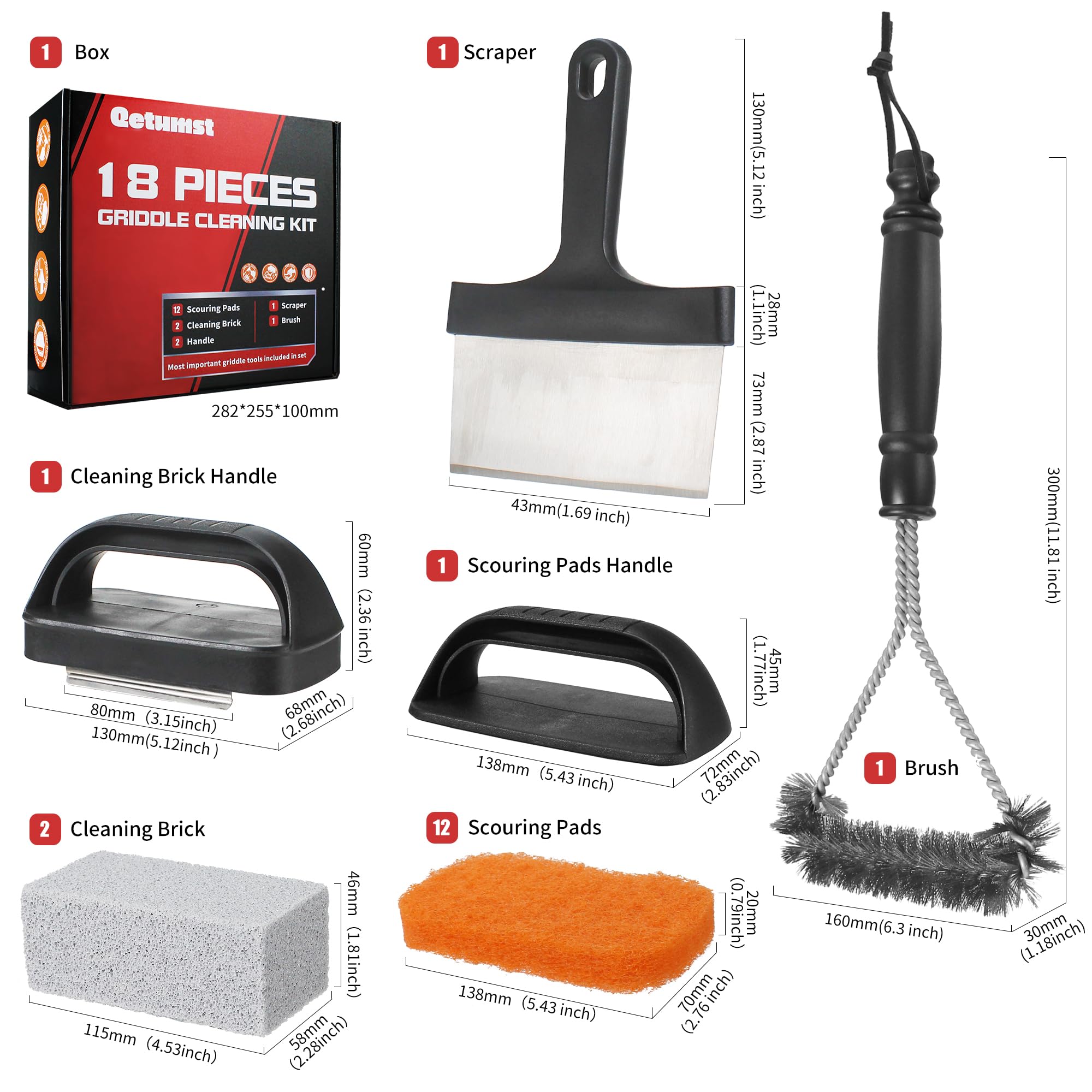 Qetumst grill brush removing grease with thorough strokes.