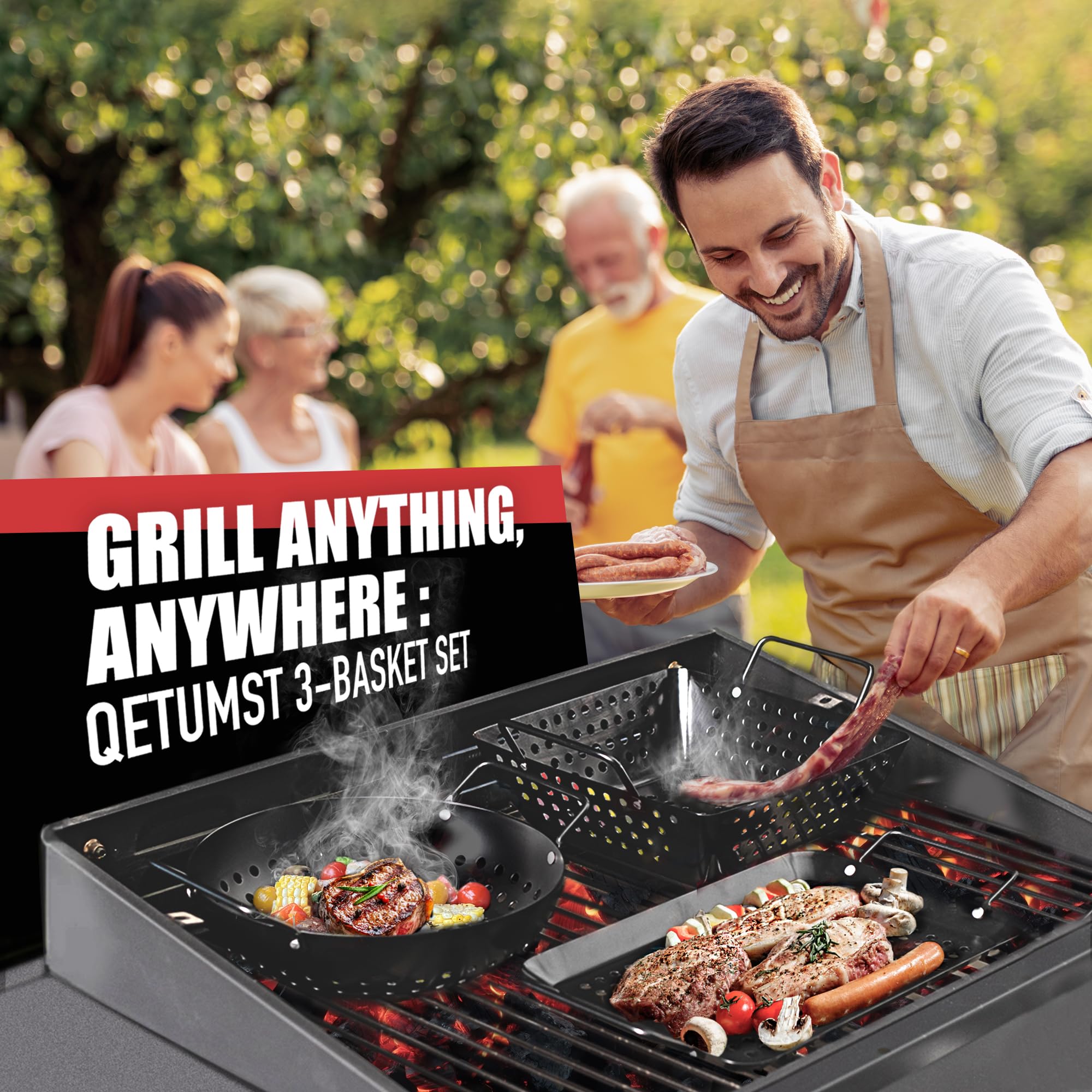 Qetumst small grill basket dishwasher-safe convenience for busy cooks