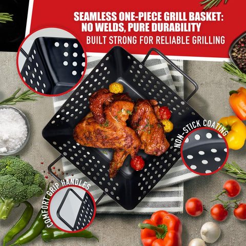 Qetumst small grill basket meat for bite-sized portions with even char