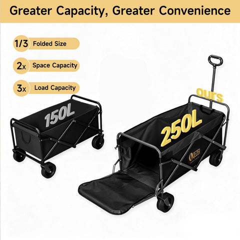 QEZER expandable cargo bed with interior pockets keeps gear organized