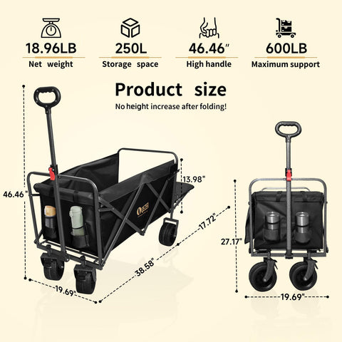 QEZER heavy-duty wagon frame supports up to 600 lbs on rough terrain