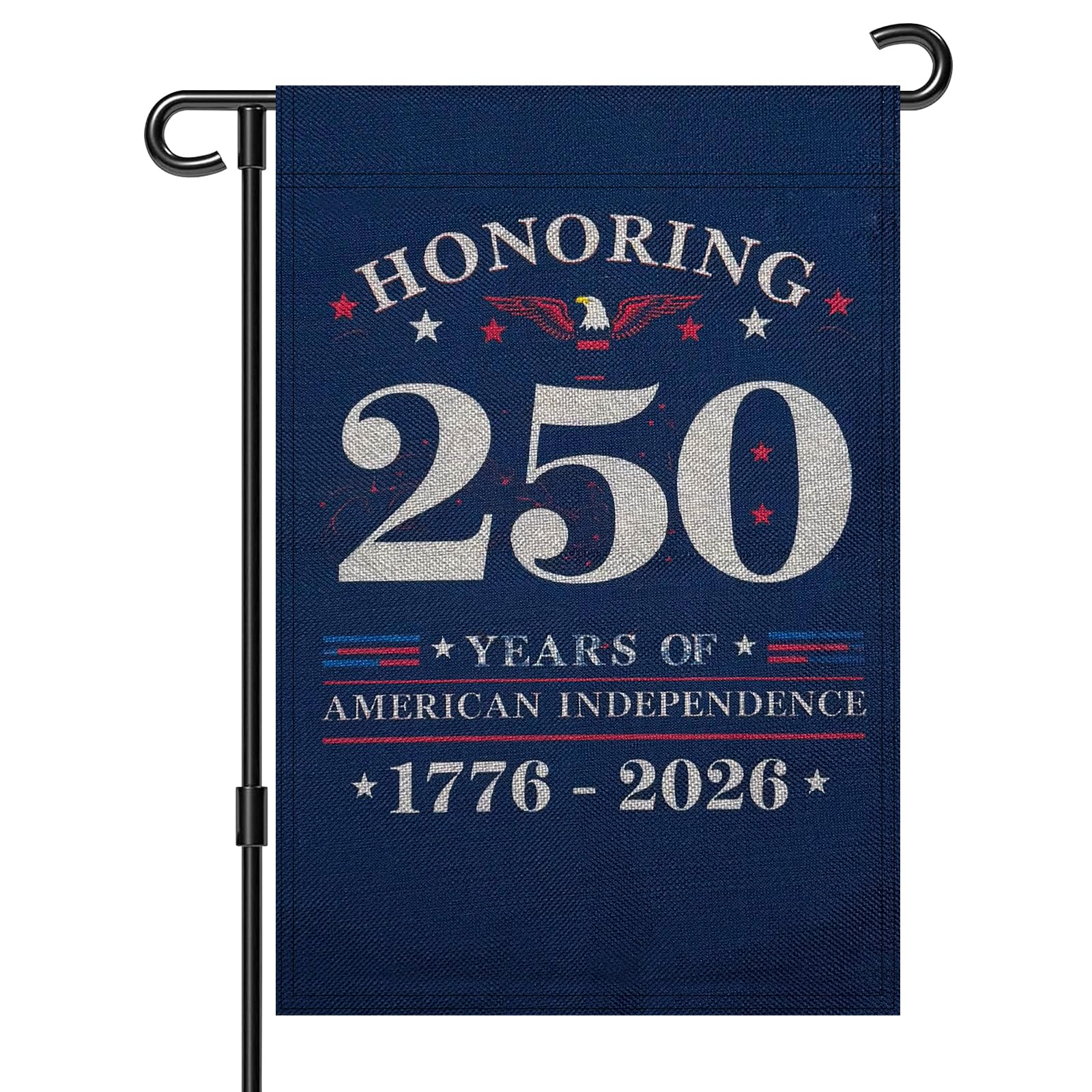QGWJEKUI 250th Anniversary Garden Flag front view with eagle emblem for bold yard display.