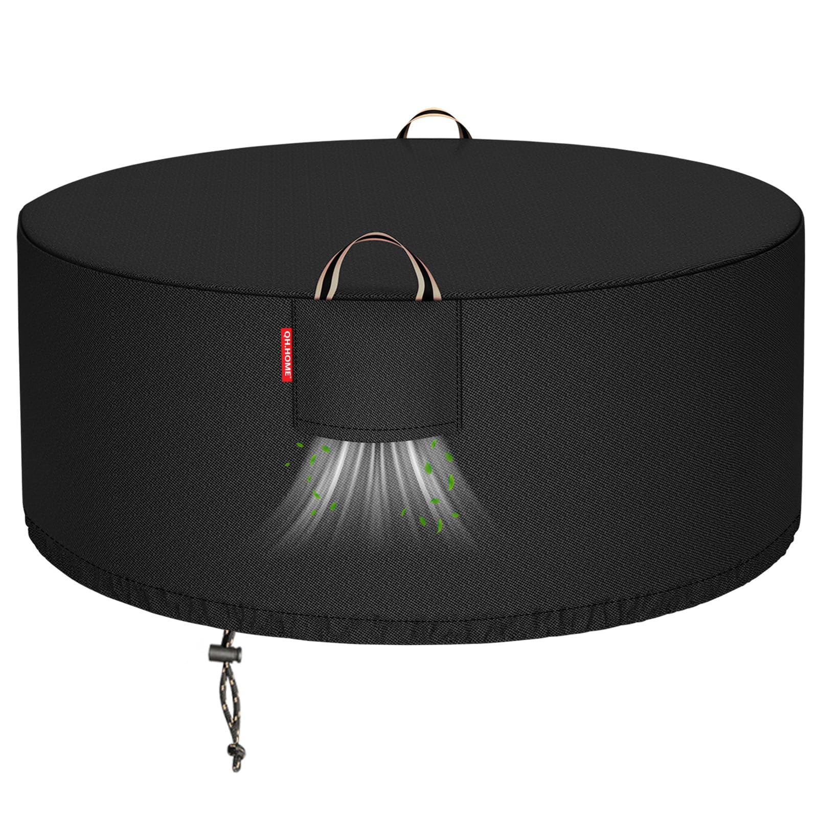 QH.HOME 40-inch round fire pit cover shows durable material for long-lasting outdoor use