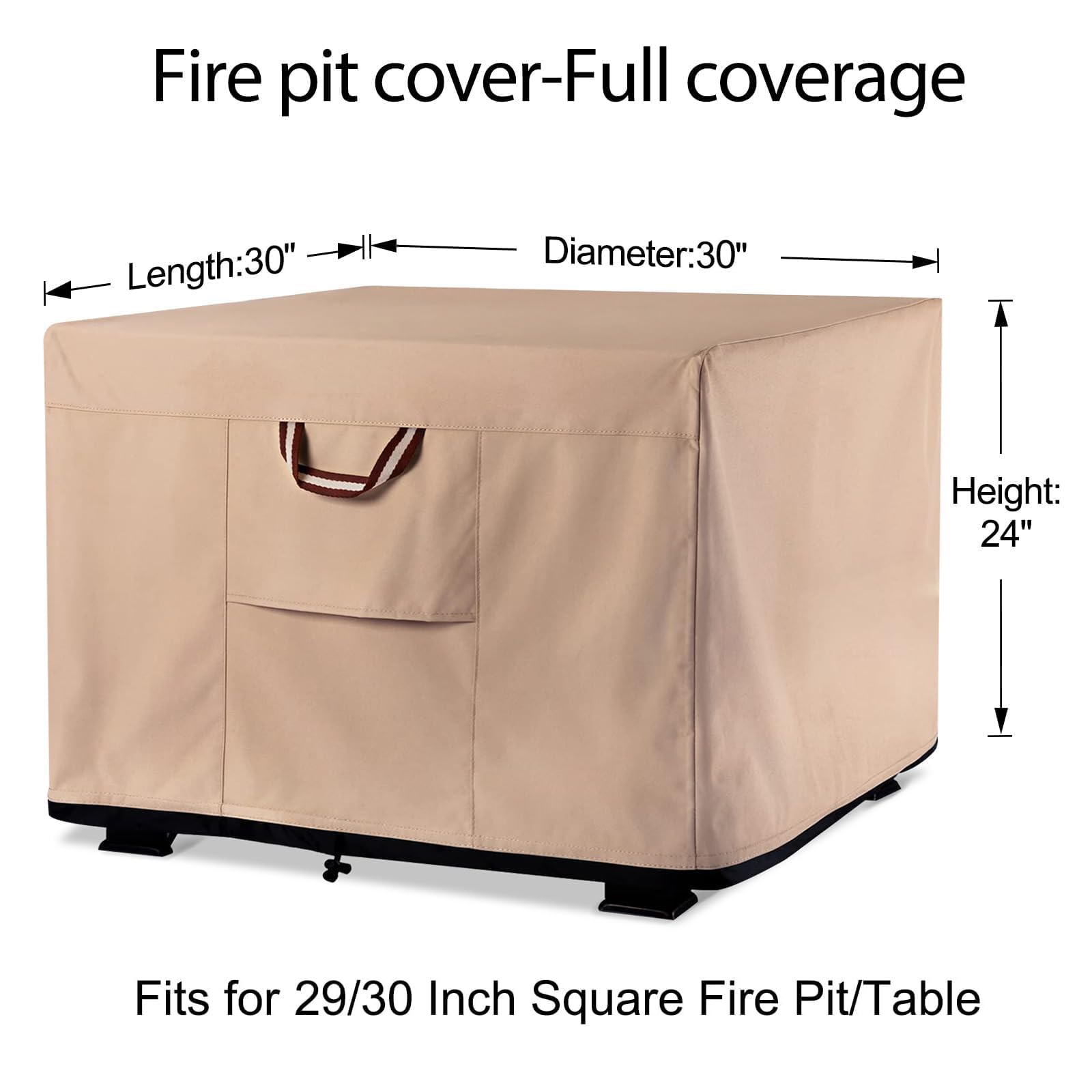 QH.HOME square cover 900D tear-resistant fabric guards against outdoor wear.