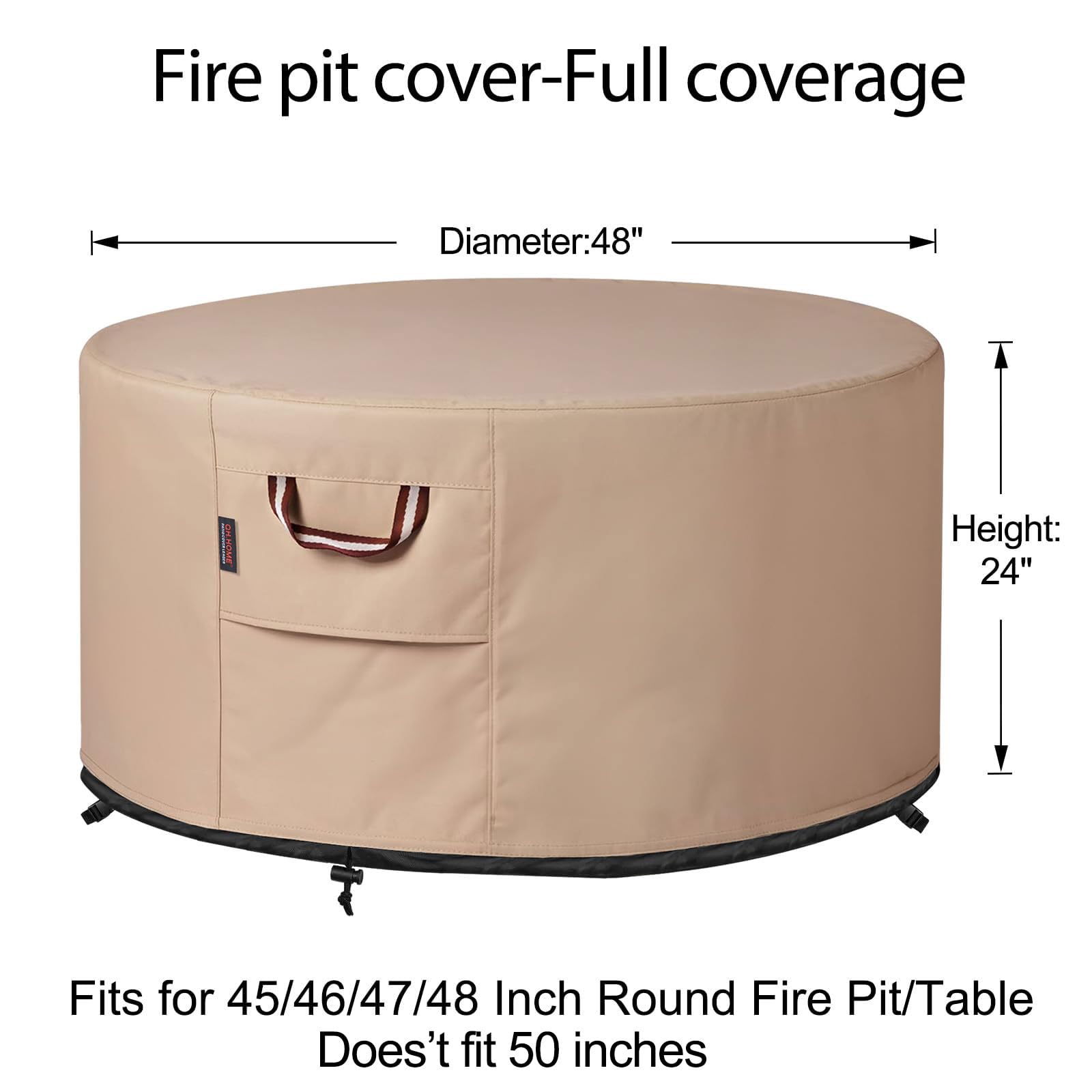 QH.HOME 900D tear-resistant fire pit cover showcasing durability