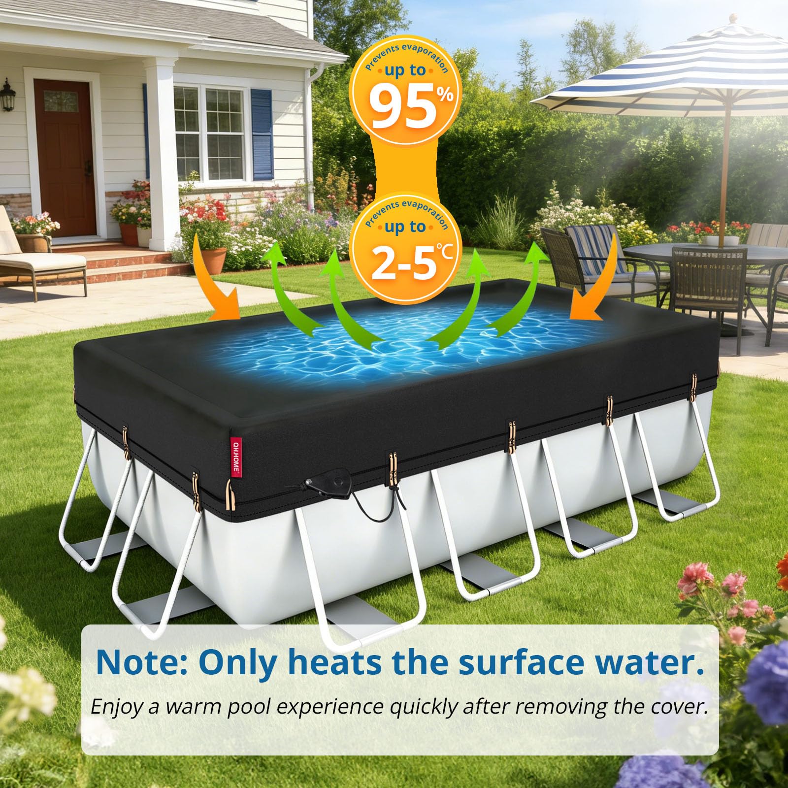 QH.HOME waterproof seals keep rain out and pool chemistry stable.
