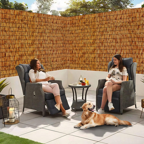 QHAIYYBF privacy screen for balcony creates sheltered, cozy outdoor nook.