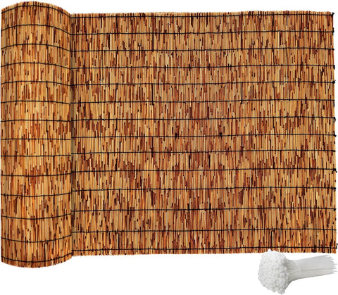 QHAIYYBF bamboo fence privacy screen on patio blocks sun and enhances privacy.