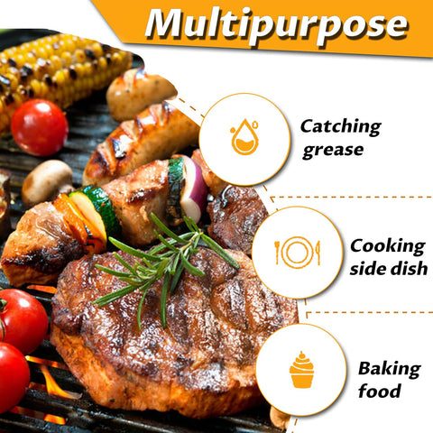 QHAND dishwasher-safe drip pans ready for quick cleanup after grilling.