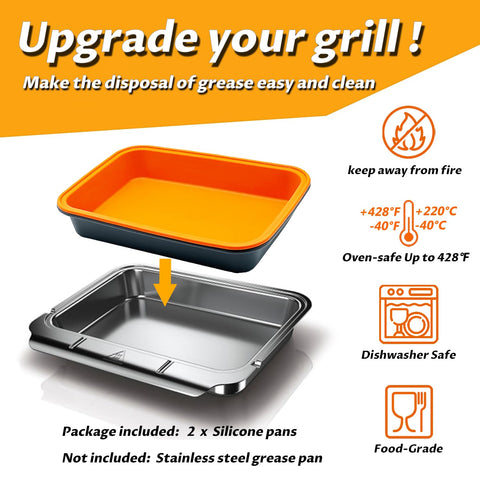QHAND Weber drip pans side view highlights flexible silicone fit.