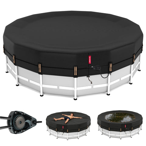 QH.HOME 16ft round pool cover with seamless edge design for durability.