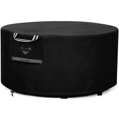 QH.HOME 44 inch round fire pit cover on patio protects from rain and debris
