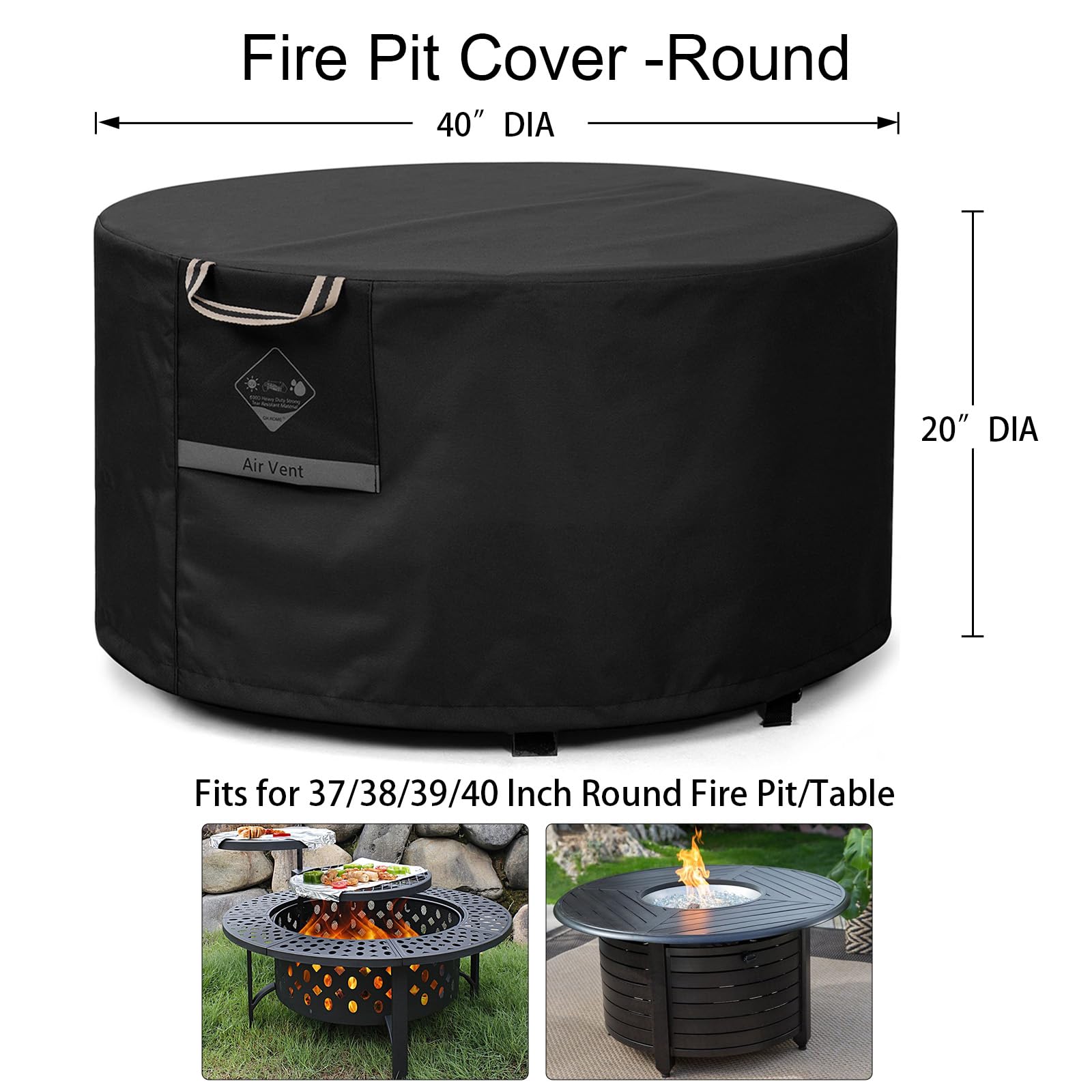 QH.HOME 600D heavy-duty fabric resists tears in windy outdoor spaces.