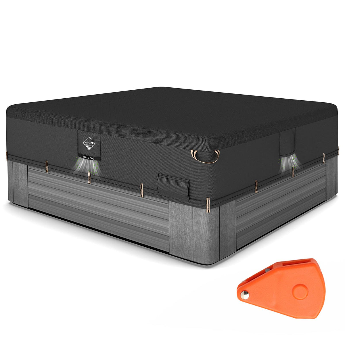 QH.HOME 85x85 hot tub cover side view provides sturdy protection for square spa