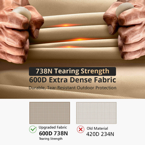 Durable QH.HOME 600D upgraded fabric shown for long-lasting outdoor use.