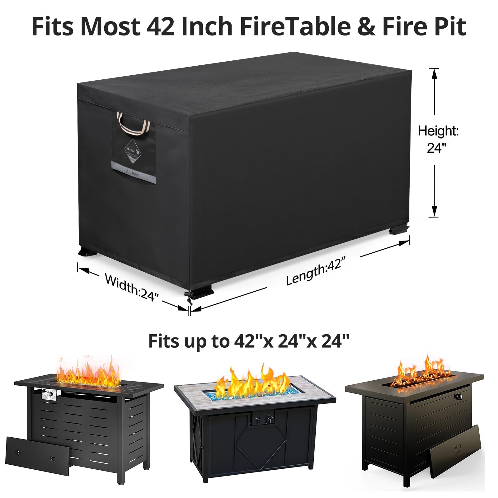 QH.HOME fire pit cover side view keeps your outdoor pit dry and ready