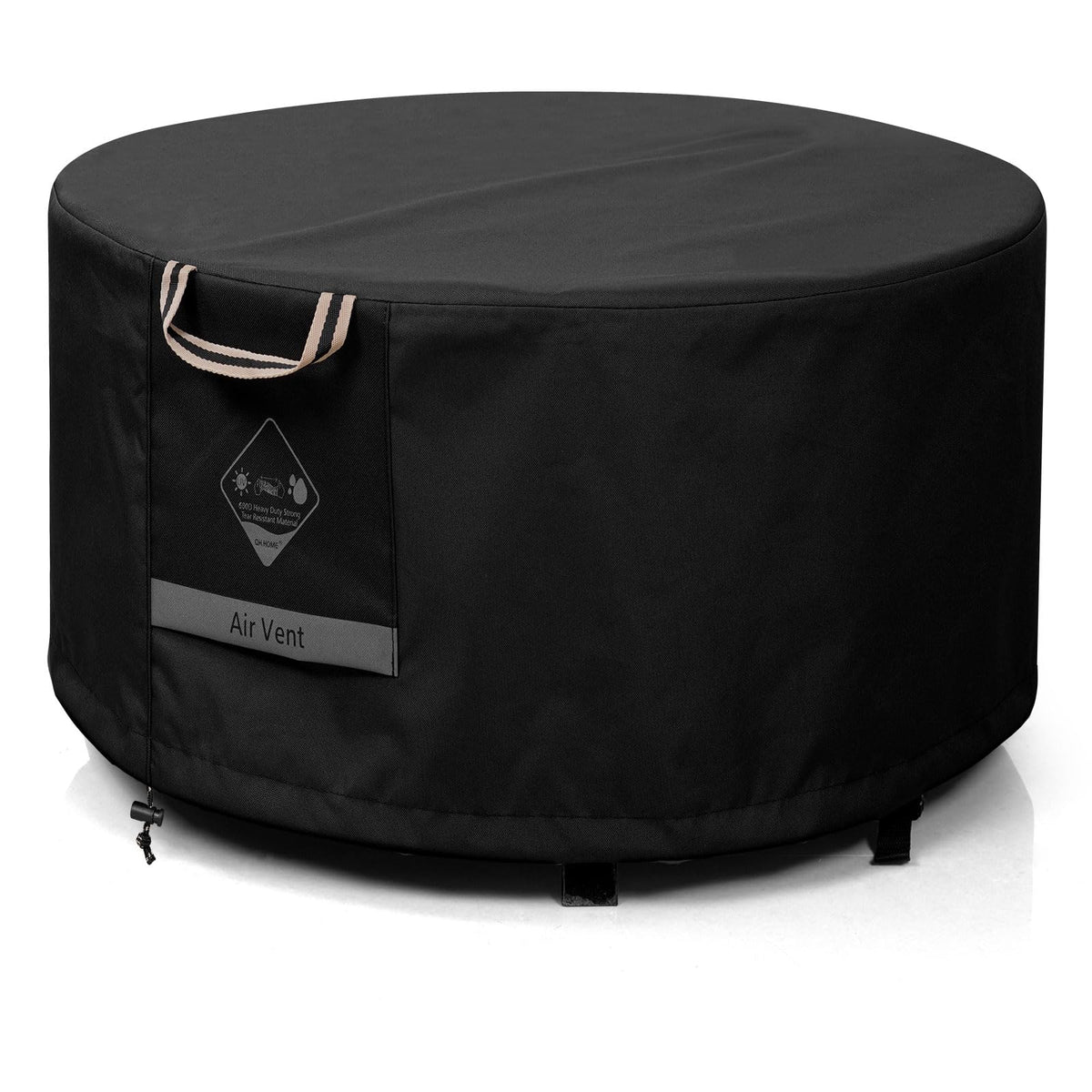 QH.HOME round fire pit cover 28in diameter protects your fire pit from rain and dust.