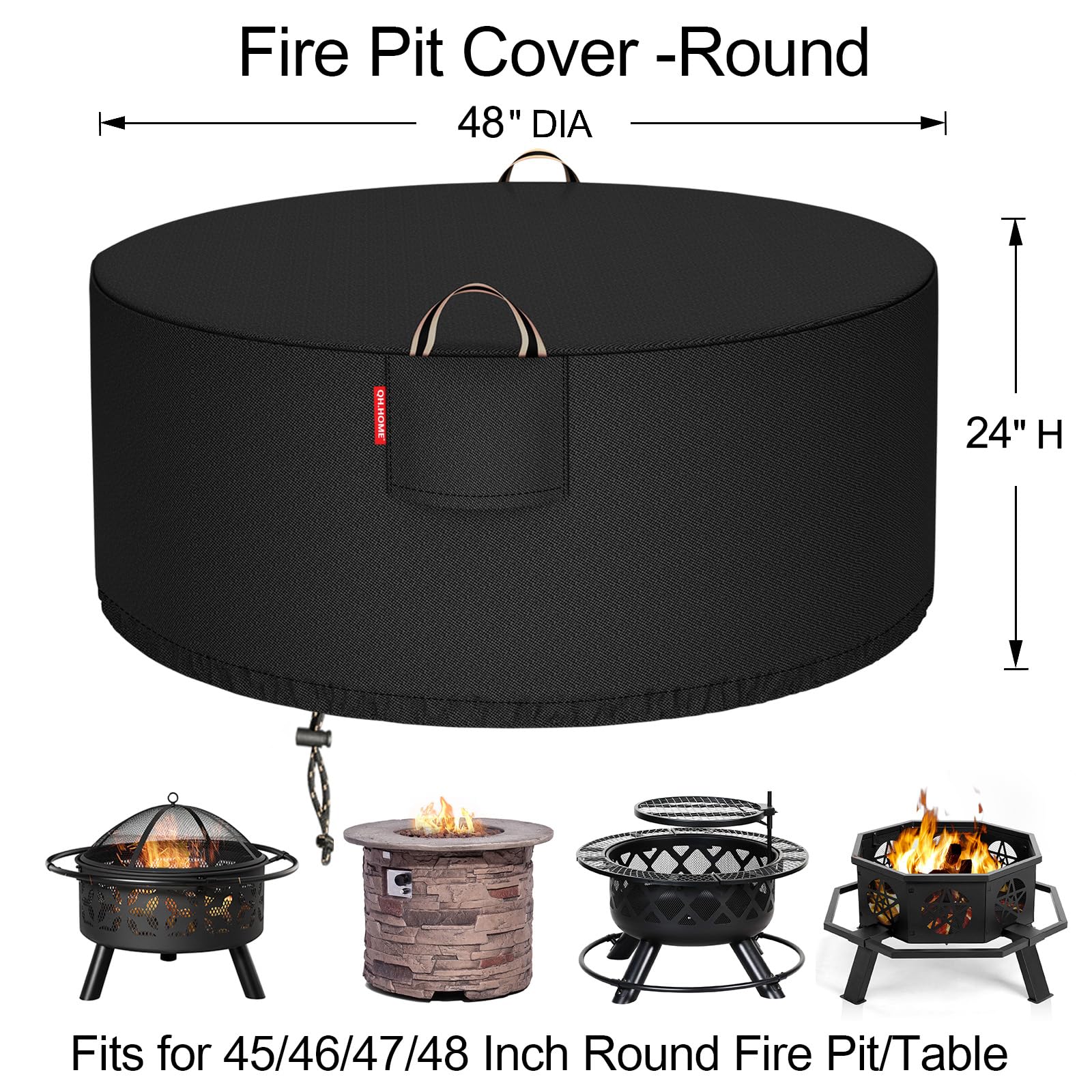 QH.HOME round 48dia cover shields moisture and weather exposure.