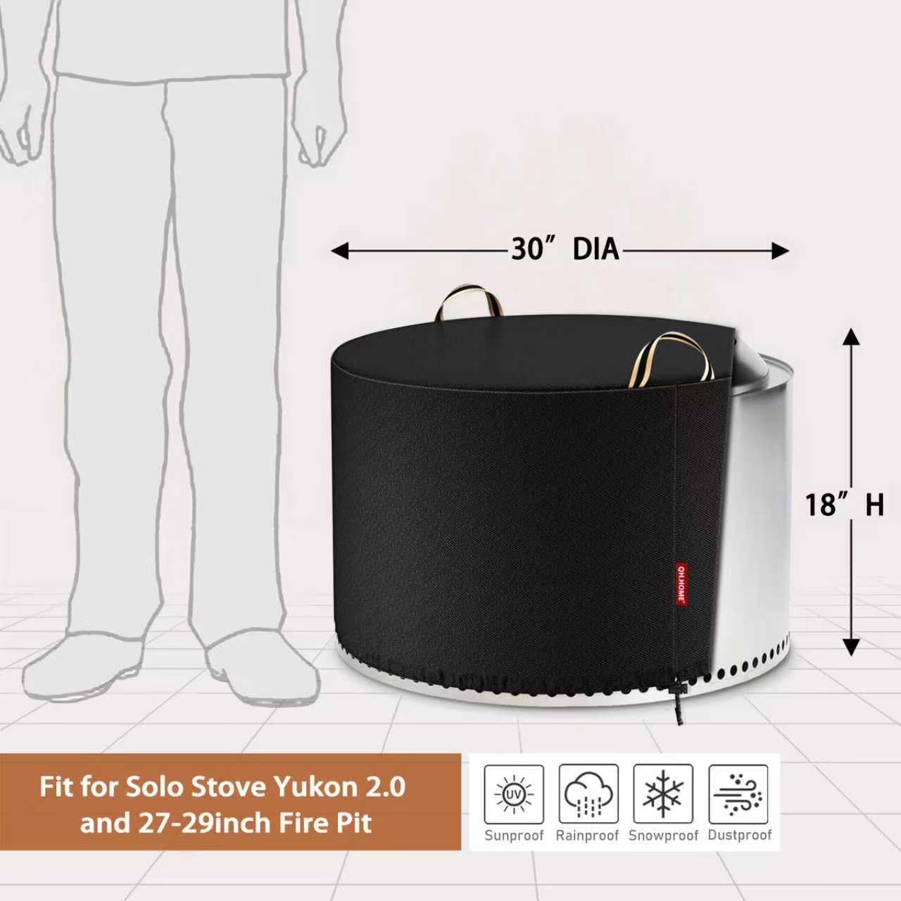 QH.HOME 600D tear-resistant fabric detail protects outdoor pits.