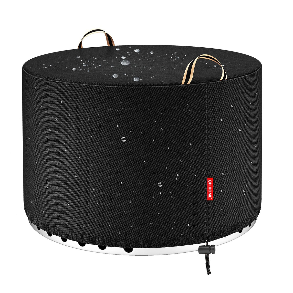 QH.HOME fire pit cover for Solo Yukon front view; sturdy protection against outdoor elements
