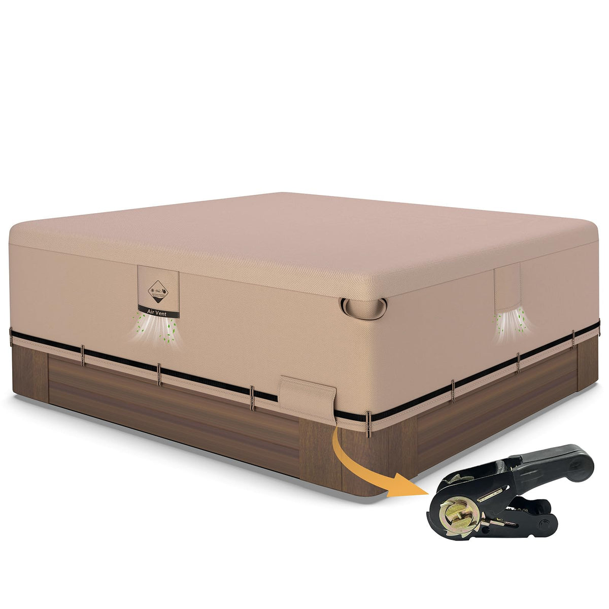 QH.HOME hot tub cover 85x85 front view shows secure fit and weatherproof design.