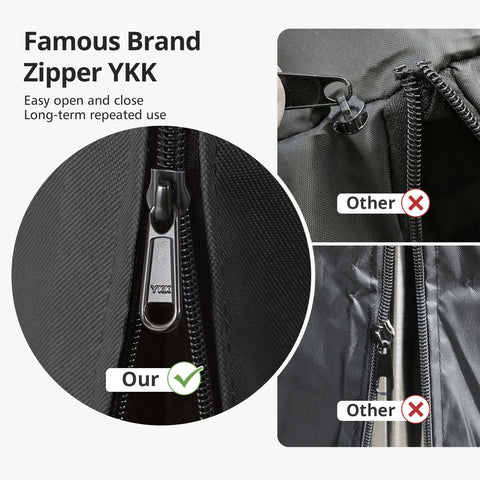 QH.HOME Pyramid heater cover bottom Velcro strap close-up for quick secure fit.