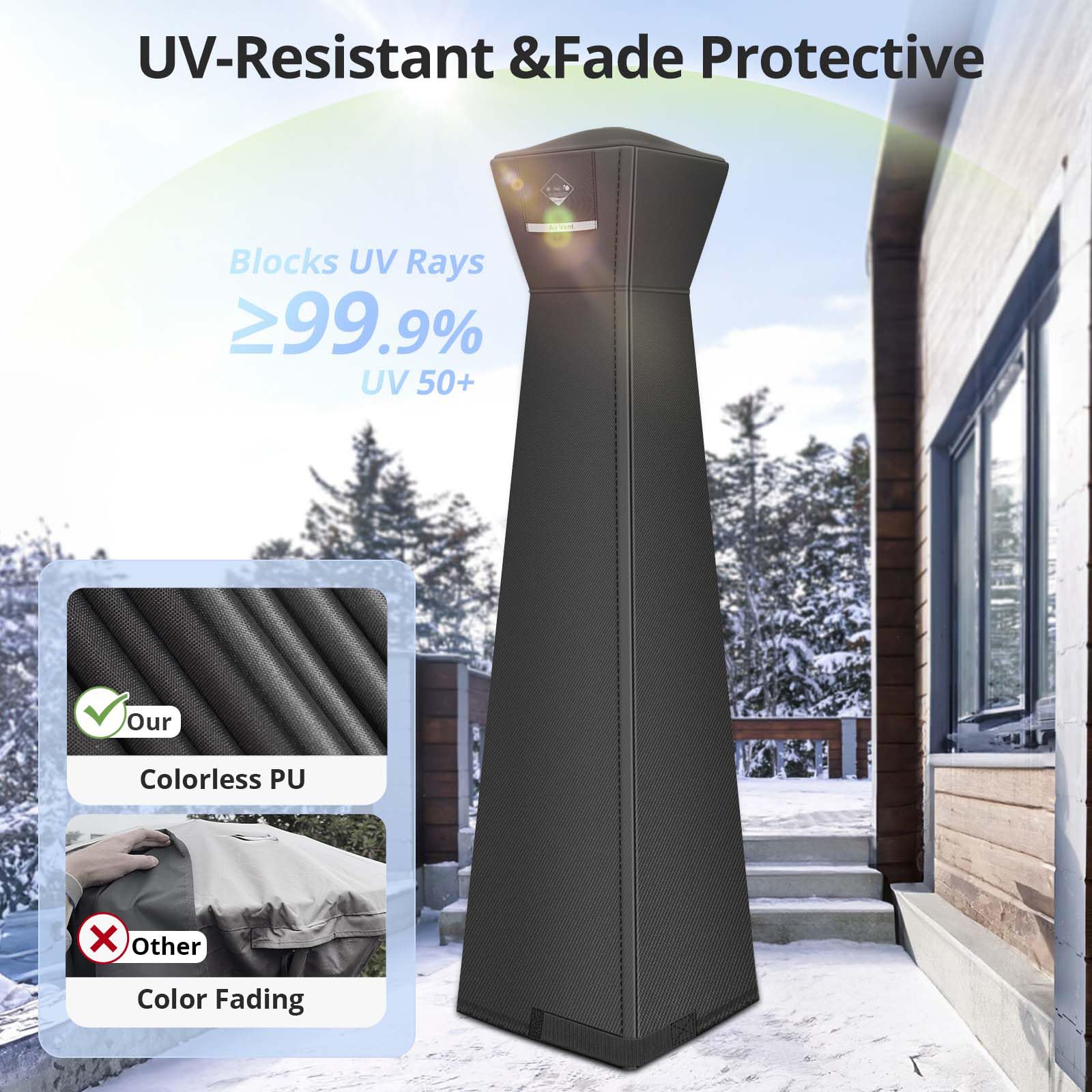 QH.HOME Pyramid heater cover UV protection, blocks sun damage to the heater.